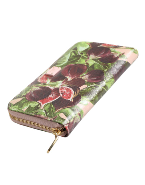 Dolce & Gabbana Multicolor Fig Fruit Dauphine Leather Zip Around Continental Wallet Dolce & Gabbana