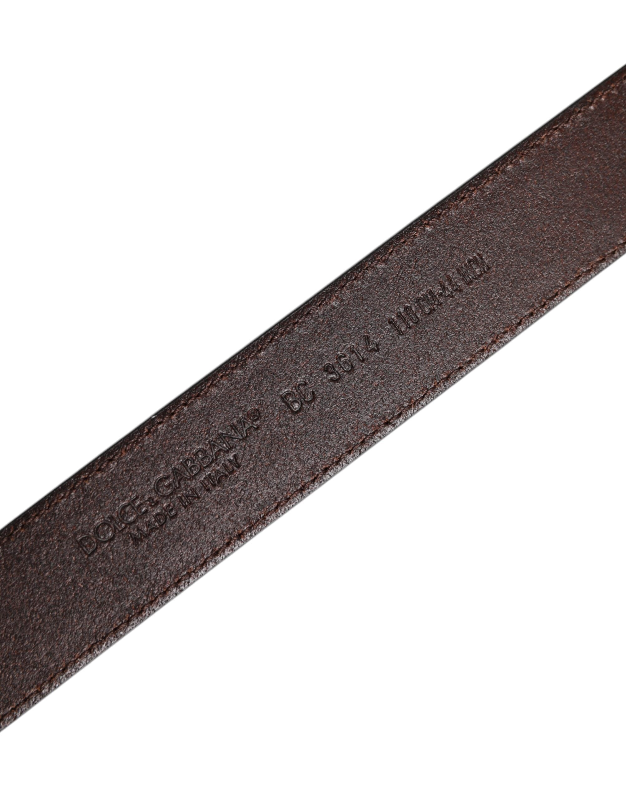 Dolce & Gabbana Brown Leather Silver Metal Buckle Belt Dolce & Gabbana