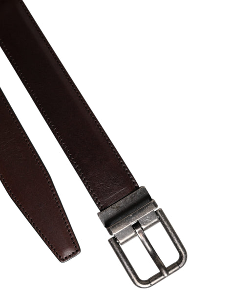 Dolce & Gabbana Brown Leather Silver Metal Buckle Belt Dolce & Gabbana