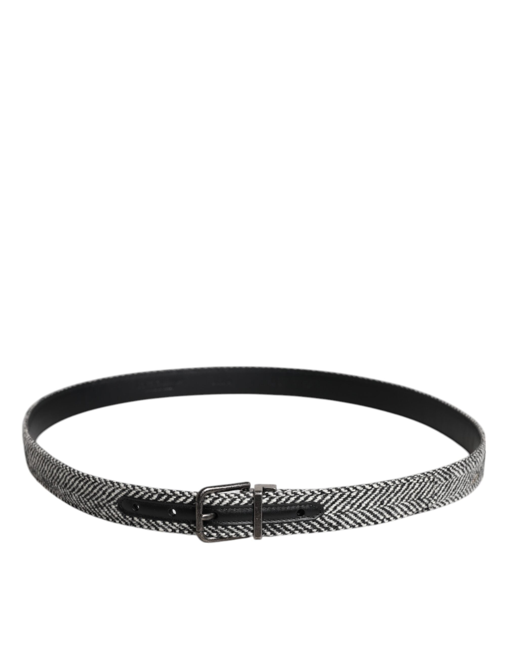 Dolce & Gabbana Black White Silver Tone Metal Buckle Belt Dolce & Gabbana