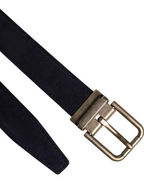 Dolce & Gabbana Black Goat Leather Metal Buckle Classic Belt Dolce & Gabbana