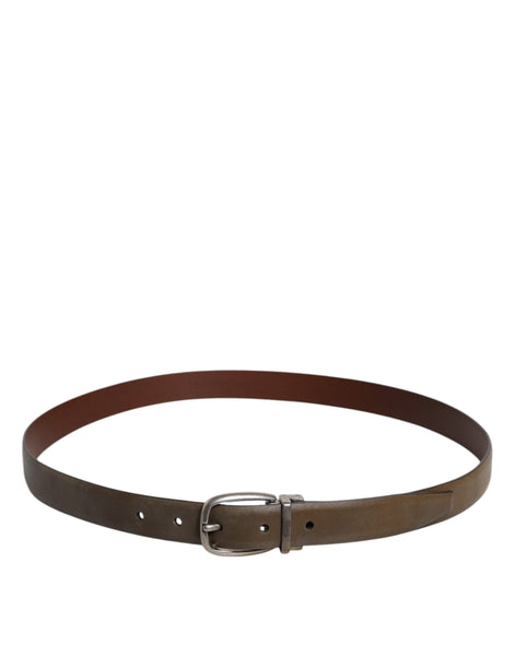 Dolce & Gabbana Brown Leather Classic Metal Logo Buckle Belt Dolce & Gabbana