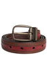 Dolce & Gabbana Burgundy Leather Metal Logo Buckle Belt Dolce & Gabbana