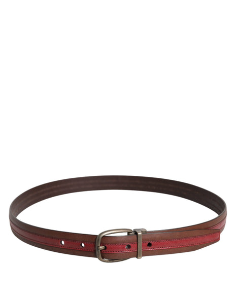 Dolce & Gabbana Burgundy Leather Metal Logo Buckle Belt Dolce & Gabbana