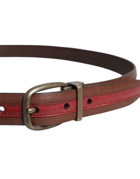 Dolce & Gabbana Burgundy Leather Metal Logo Buckle Belt Dolce & Gabbana