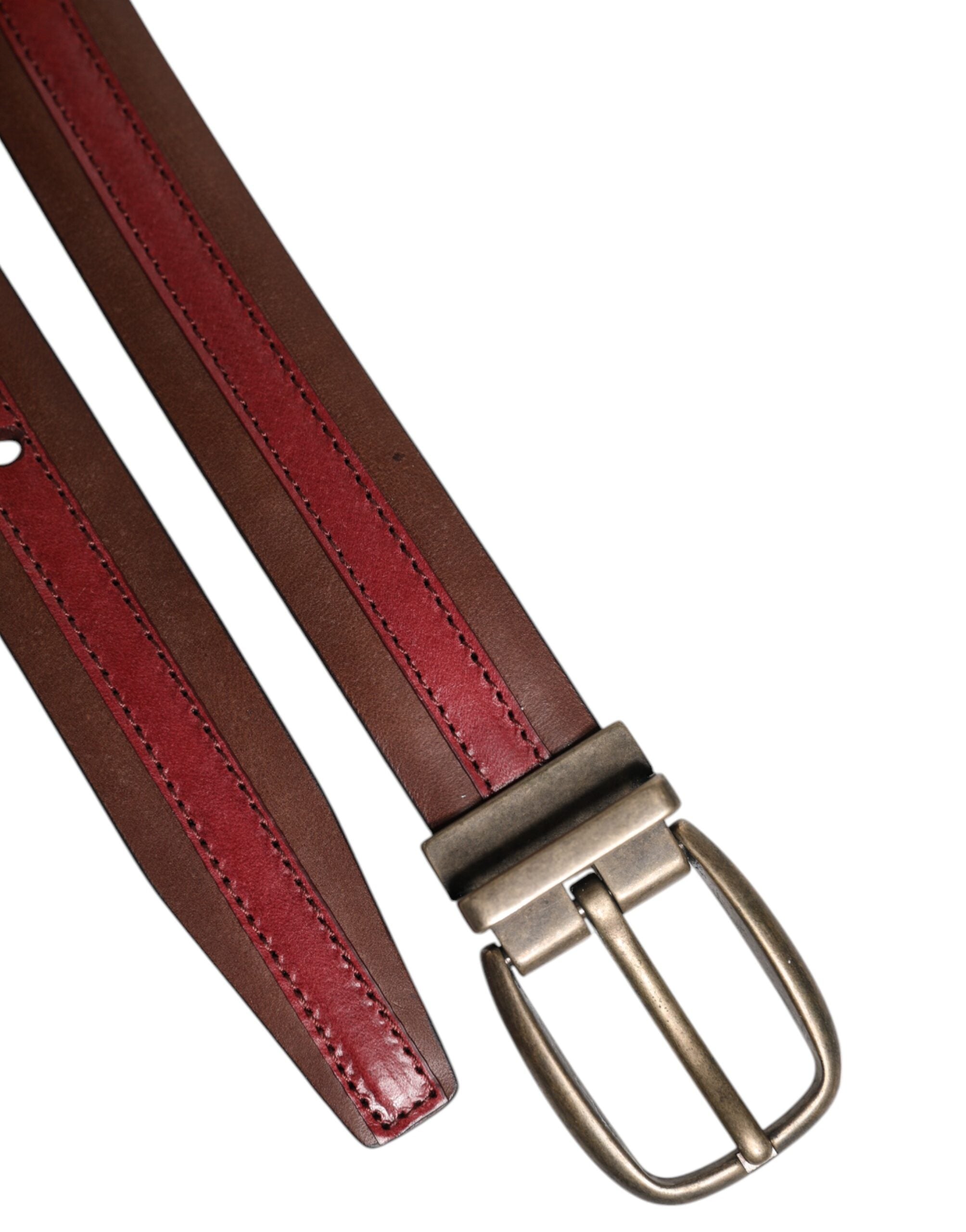 Dolce & Gabbana Burgundy Leather Metal Logo Buckle Belt Dolce & Gabbana