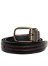 Dolce & Gabbana Black Burgundy Calfskin Metal Logo Buckle Belt Dolce & Gabbana