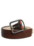 Dolce & Gabbana Brown Jute Leather Woven Metal Buckle Belt Dolce & Gabbana