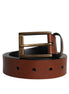Dolce & Gabbana Brown Calf Leather Classic Metal Buckle Belt Dolce & Gabbana