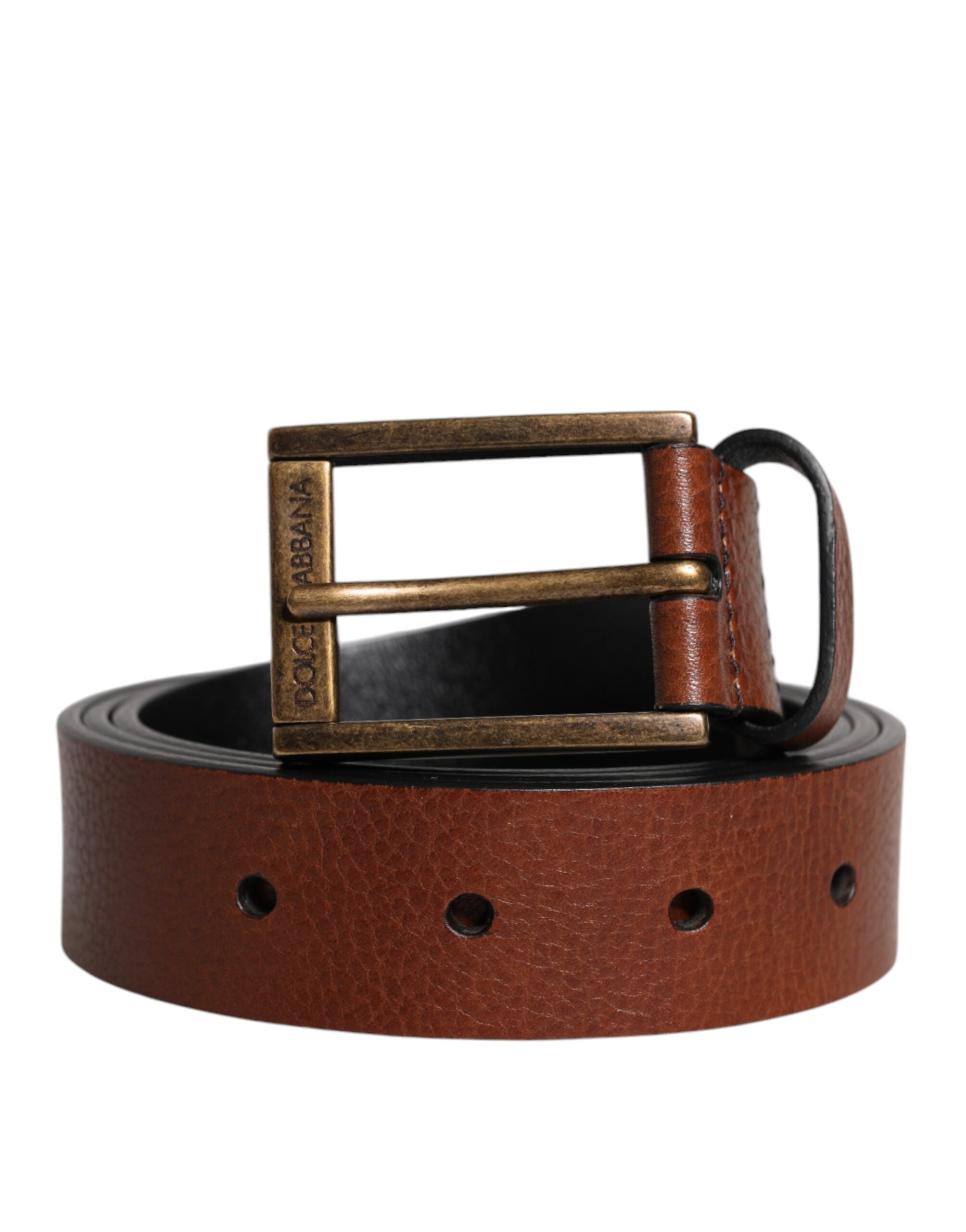 Dolce & Gabbana Brown Calf Leather Classic Metal Buckle Belt Dolce & Gabbana
