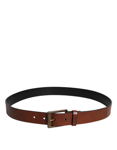 Dolce & Gabbana Brown Calf Leather Classic Metal Buckle Belt Dolce & Gabbana