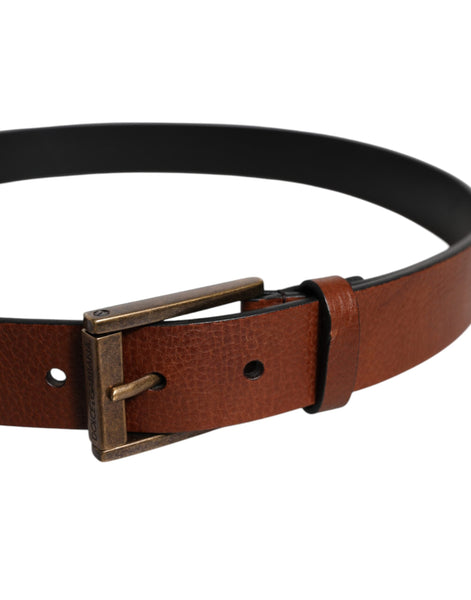 Dolce & Gabbana Brown Calf Leather Classic Metal Buckle Belt Dolce & Gabbana