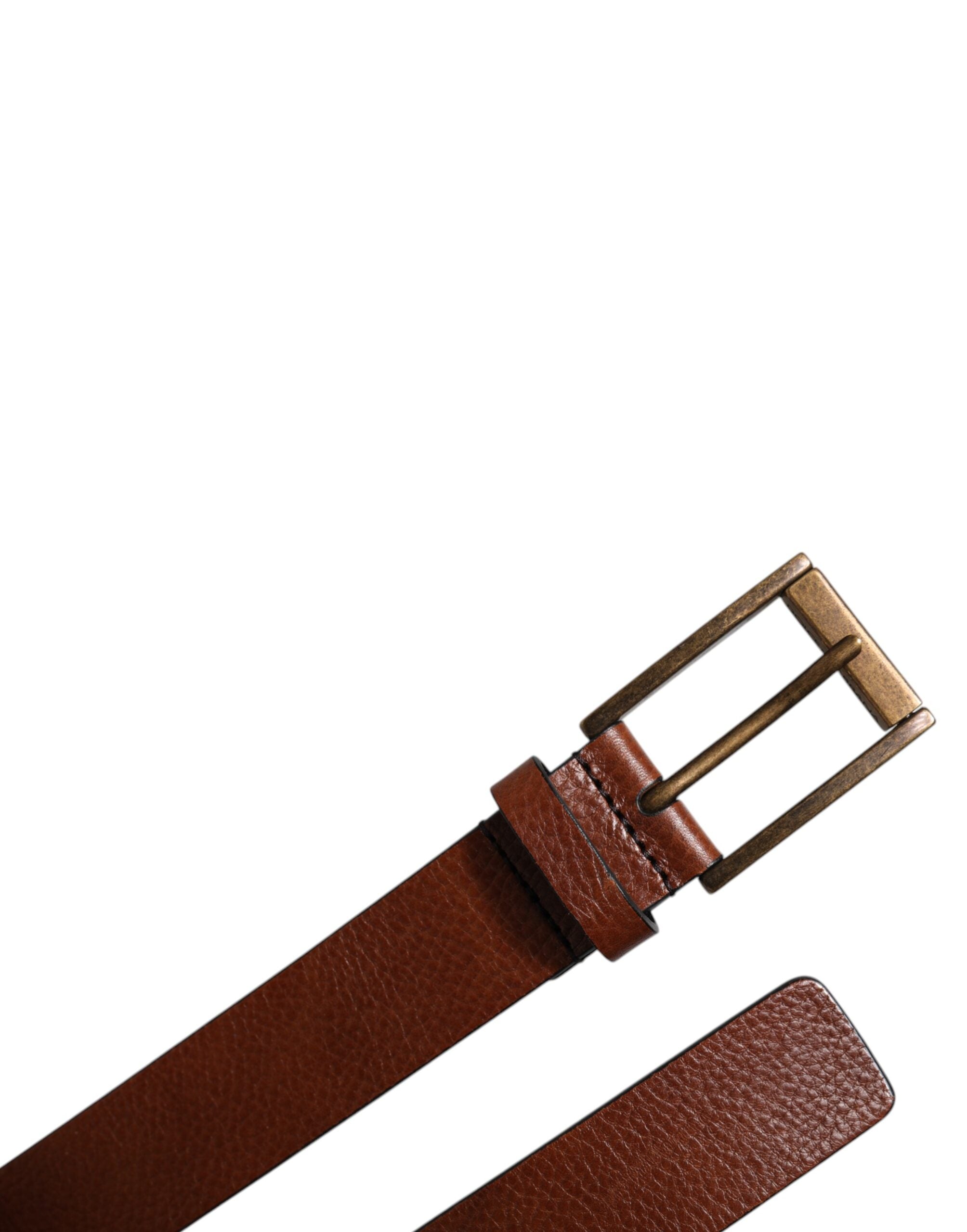 Dolce & Gabbana Brown Calf Leather Classic Metal Buckle Belt Dolce & Gabbana