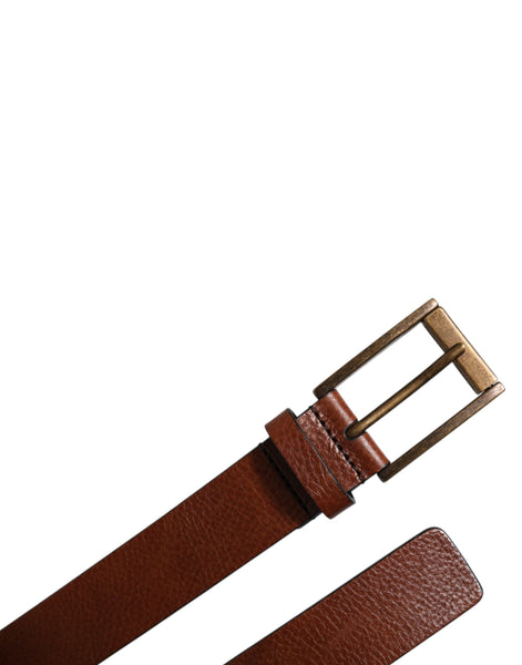 Dolce & Gabbana Brown Calf Leather Classic Metal Buckle Belt Dolce & Gabbana