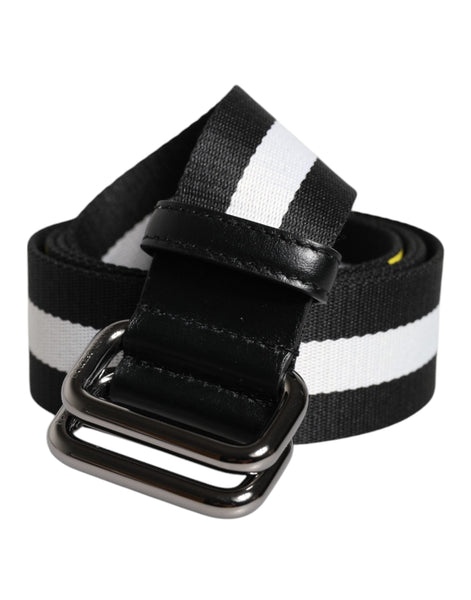Dolce & Gabbana Black Yellow Logo Striped Metal Buckle Belt Dolce & Gabbana