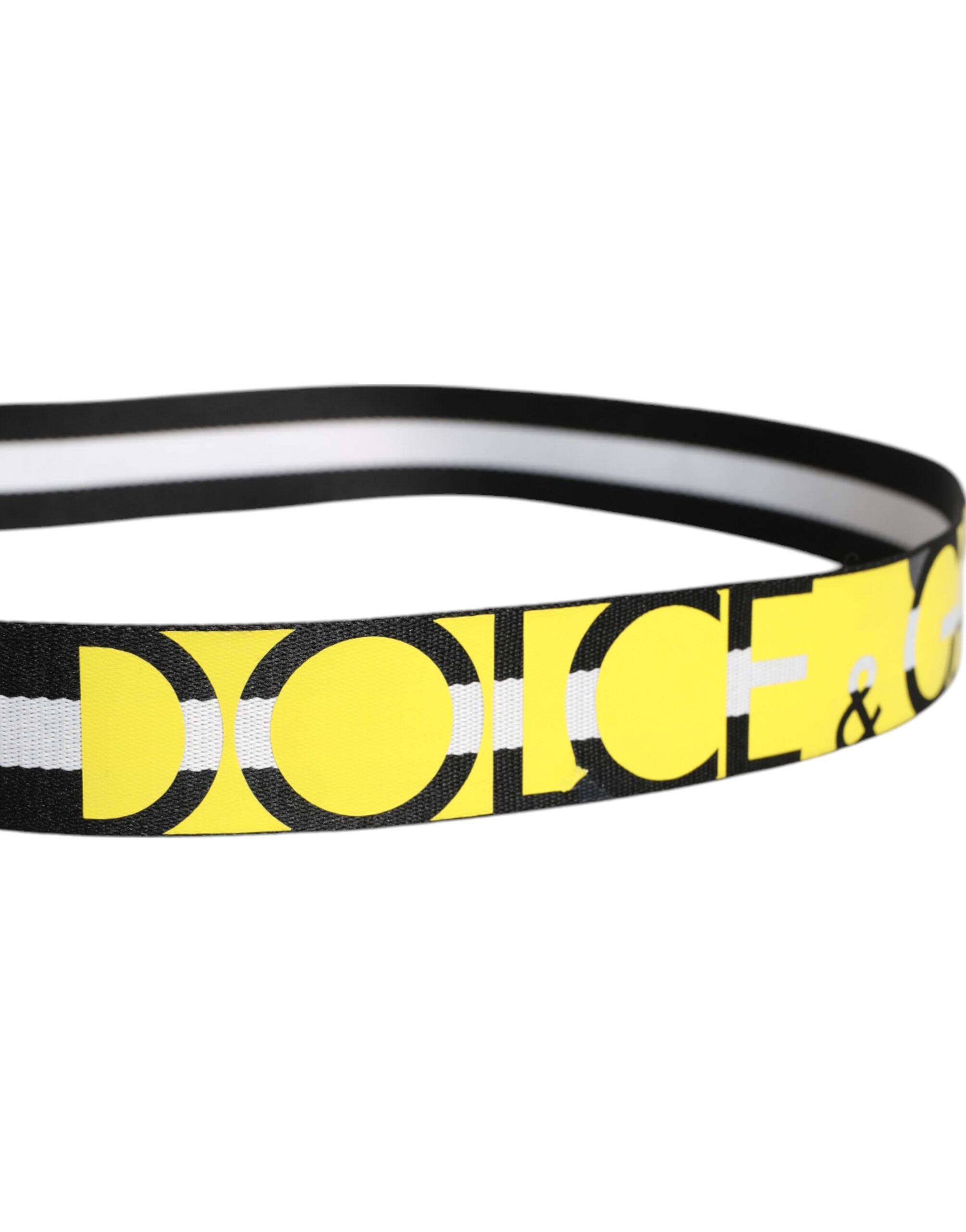 Dolce & Gabbana Black Yellow Logo Striped Metal Buckle Belt Dolce & Gabbana