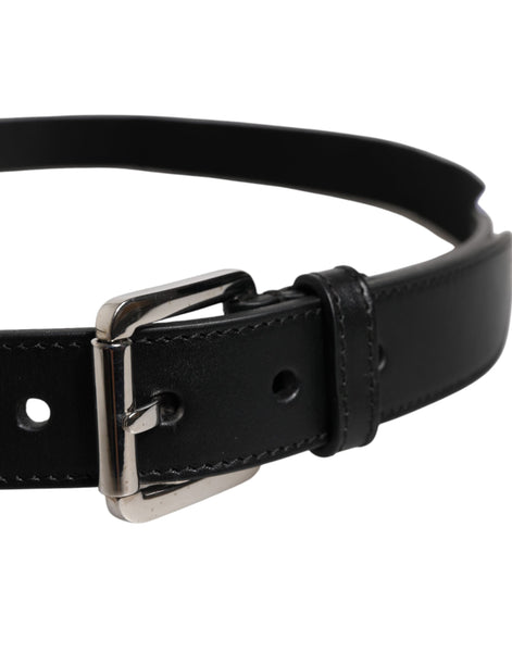 Dolce & Gabbana Black White Printed Metal Logo Buckle Belt Dolce & Gabbana