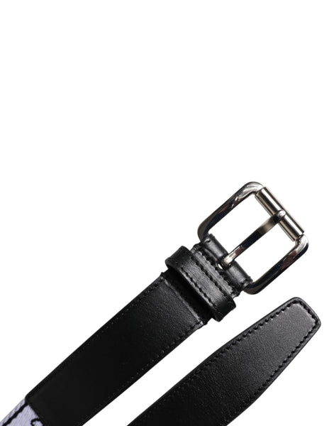 Dolce & Gabbana Black White Printed Metal Logo Buckle Belt Dolce & Gabbana