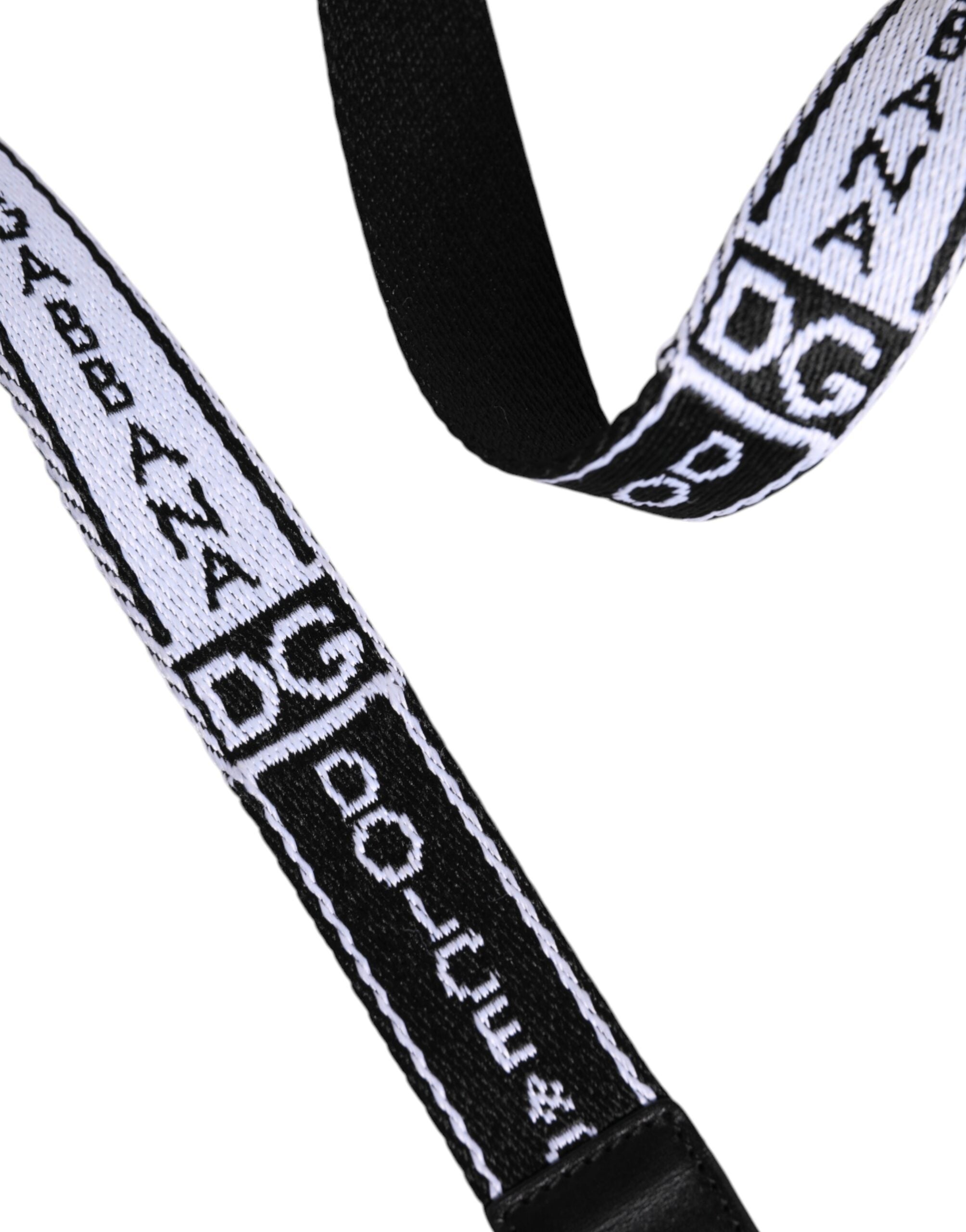 Dolce & Gabbana Black White Printed Metal Logo Buckle Belt Dolce & Gabbana