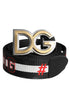 Dolce & Gabbana Black White Printed Metal Logo Buckle Belt Dolce & Gabbana