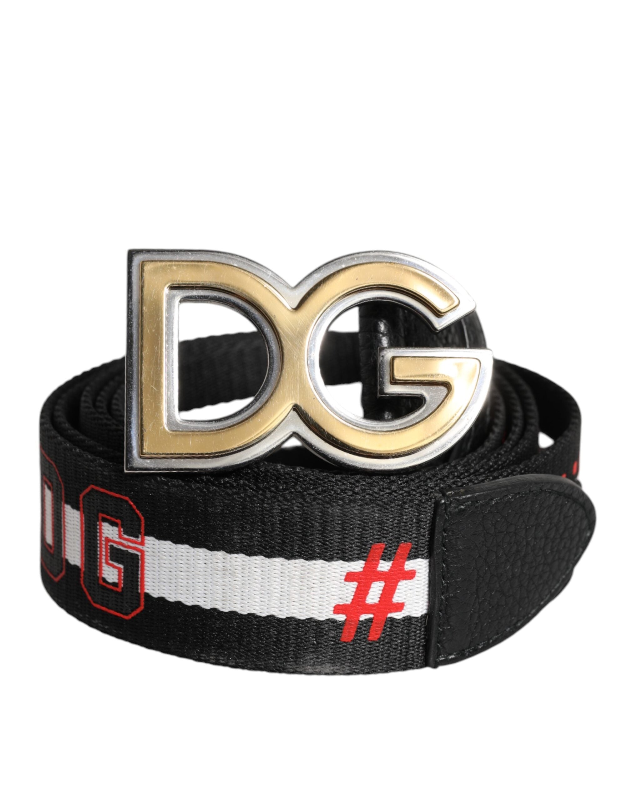 Dolce & Gabbana Black White Printed Metal Logo Buckle Belt Dolce & Gabbana