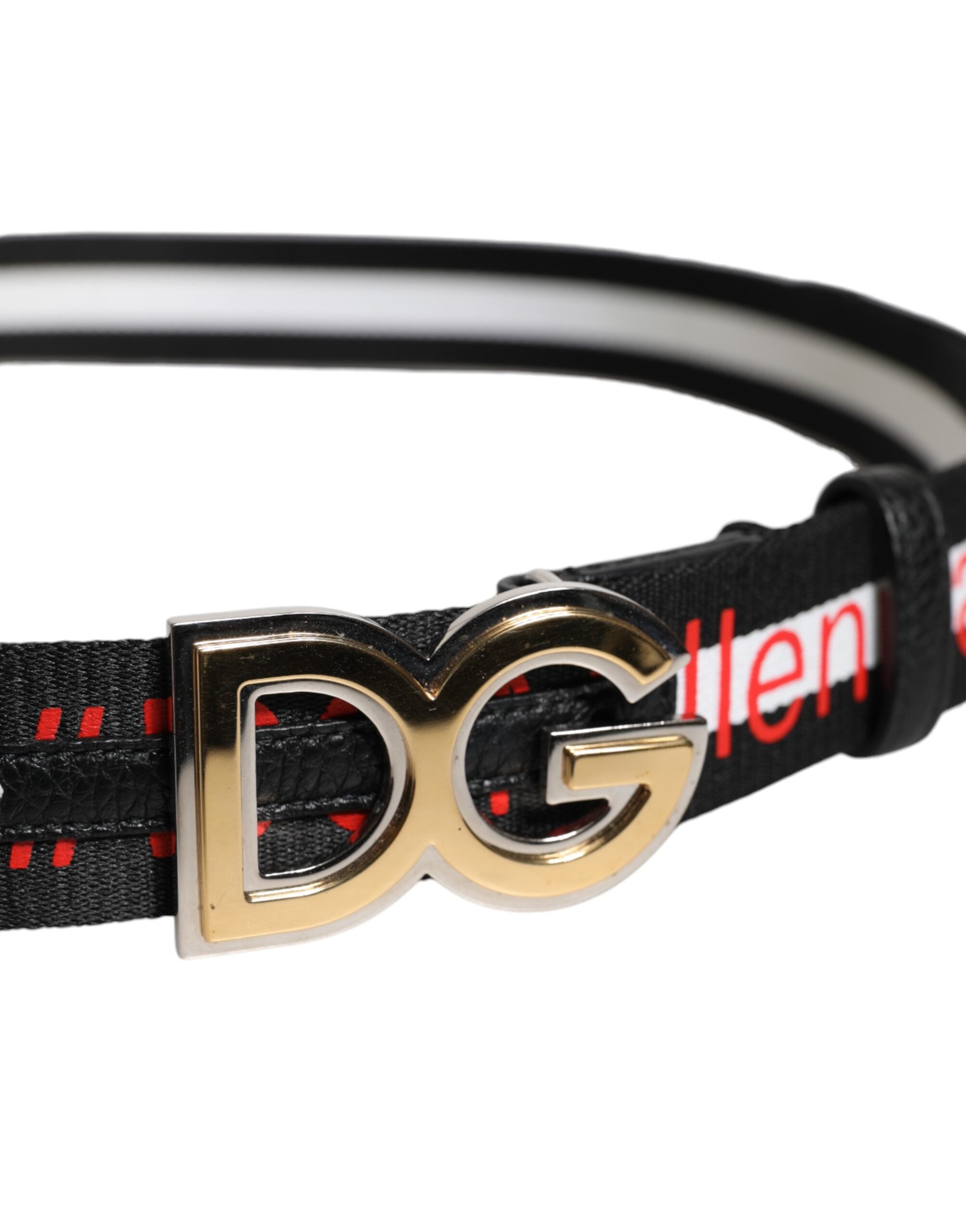 Dolce & Gabbana Black White Printed Metal Logo Buckle Belt Dolce & Gabbana