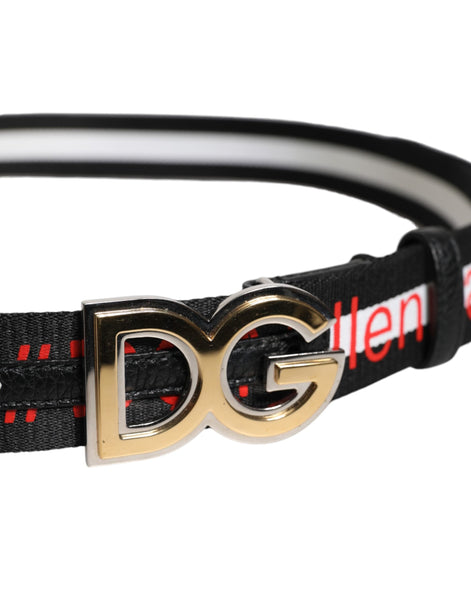Dolce & Gabbana Black White Printed Metal Logo Buckle Belt Dolce & Gabbana