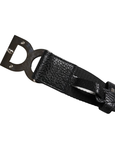 Dolce & Gabbana Black White Printed Metal Logo Buckle Belt Dolce & Gabbana
