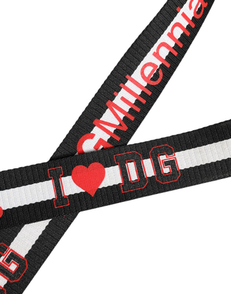 Dolce & Gabbana Black White Printed Metal Logo Buckle Belt Dolce & Gabbana