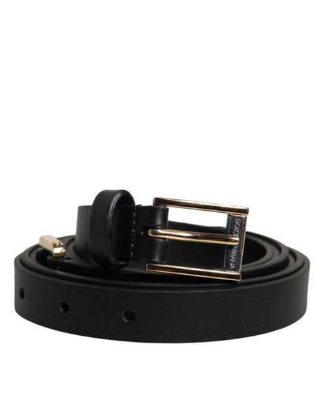 Dolce & Gabbana Black Calfskin Classic Metal Logo Buckle Belt Dolce & Gabbana