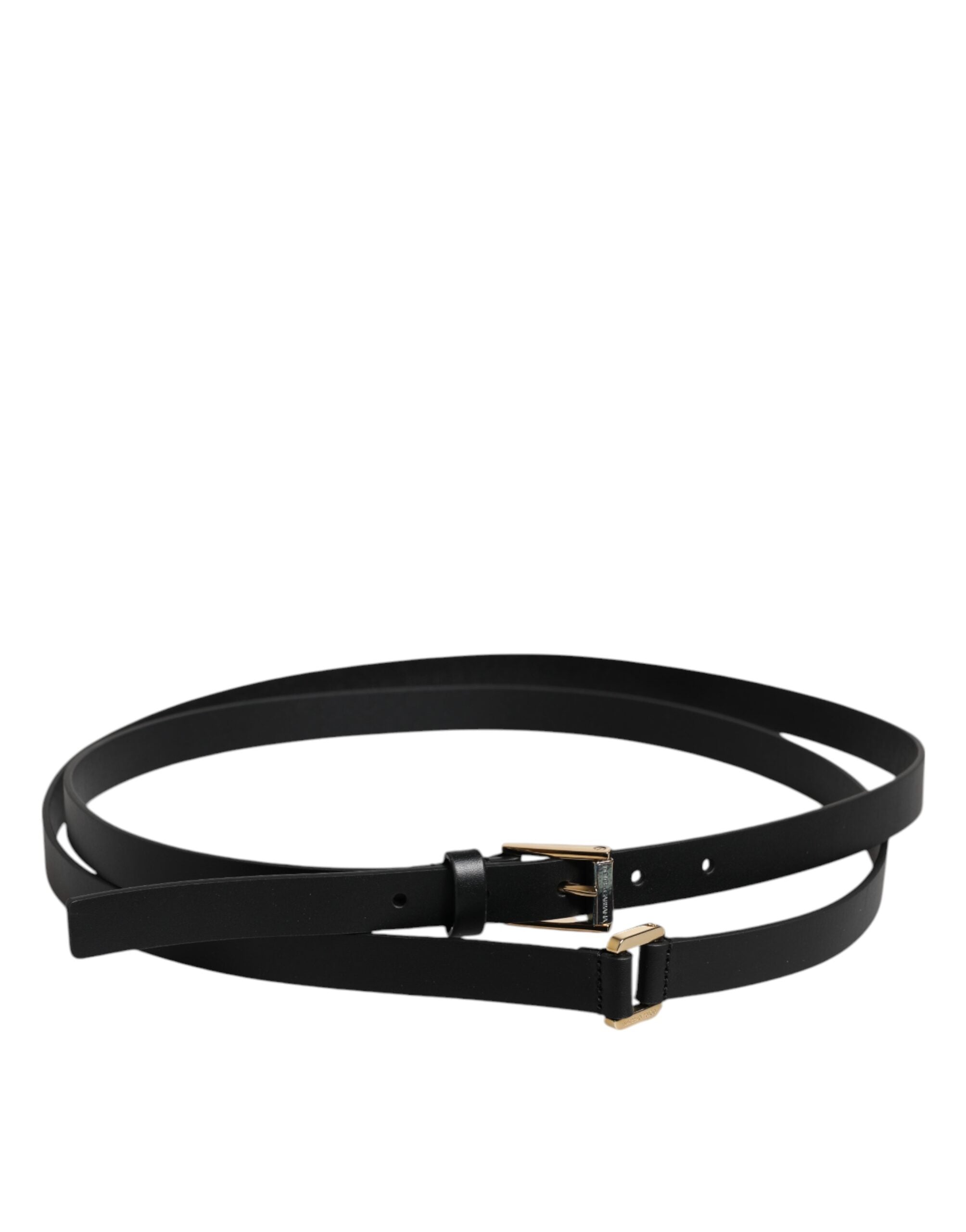 Dolce & Gabbana Black Calfskin Classic Metal Logo Buckle Belt Dolce & Gabbana