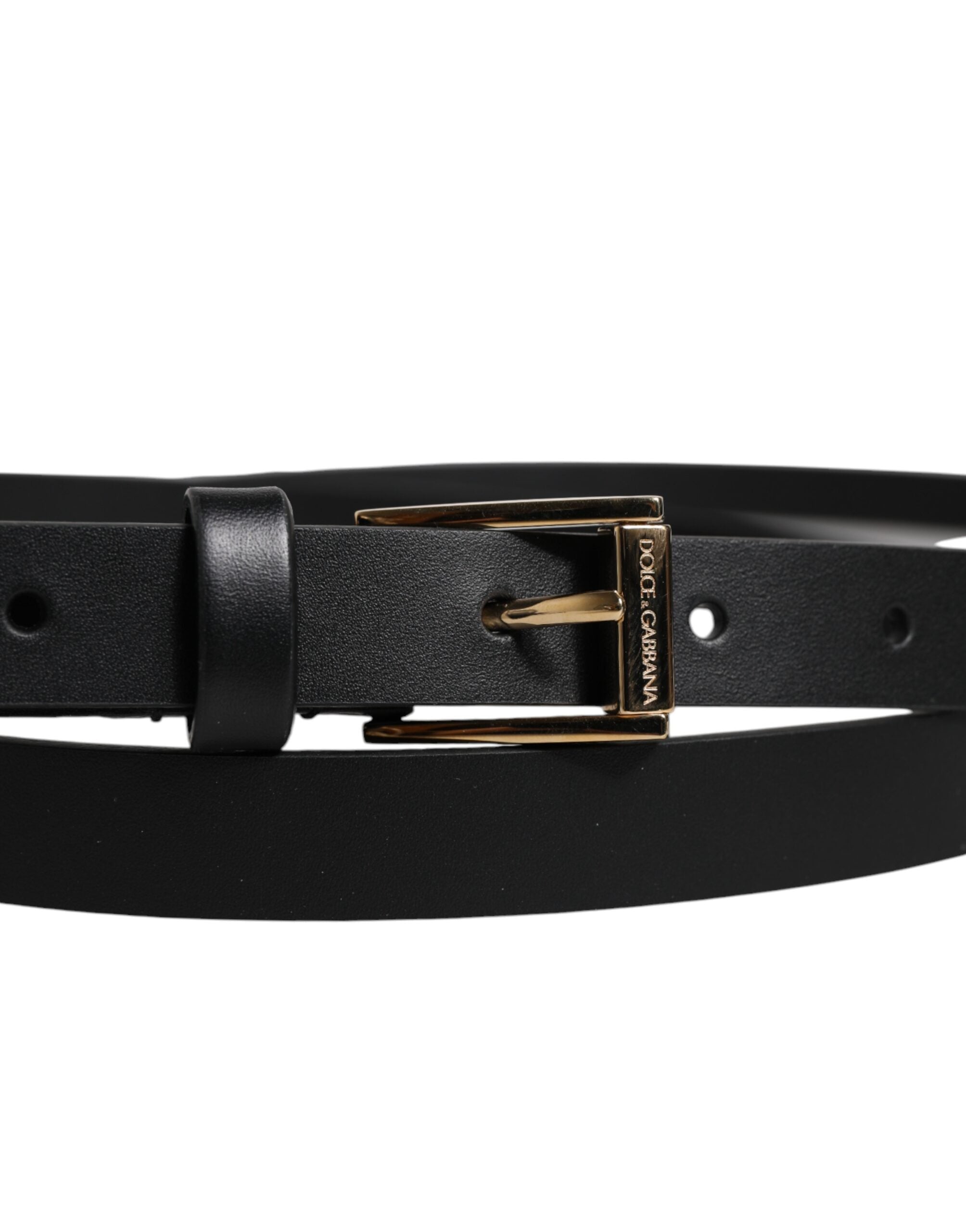 Dolce & Gabbana Black Calfskin Classic Metal Logo Buckle Belt Dolce & Gabbana