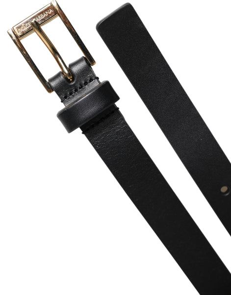 Dolce & Gabbana Black Calfskin Classic Metal Logo Buckle Belt Dolce & Gabbana
