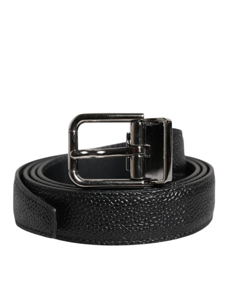 Dolce & Gabbana Black Calf Leather Classic Metal Buckle Belt Dolce & Gabbana