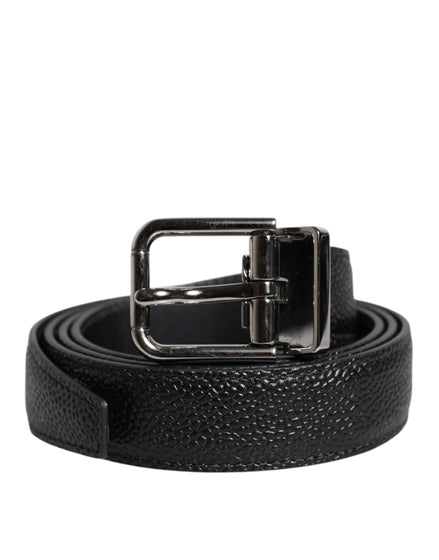 Dolce & Gabbana Black Calf Leather Classic Metal Buckle Belt Dolce & Gabbana
