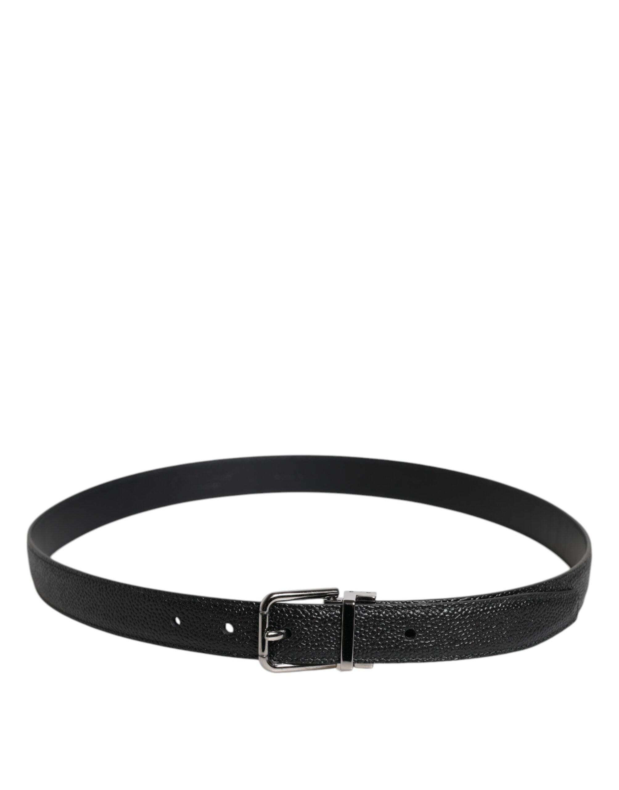 Dolce & Gabbana Black Calf Leather Classic Metal Buckle Belt Dolce & Gabbana