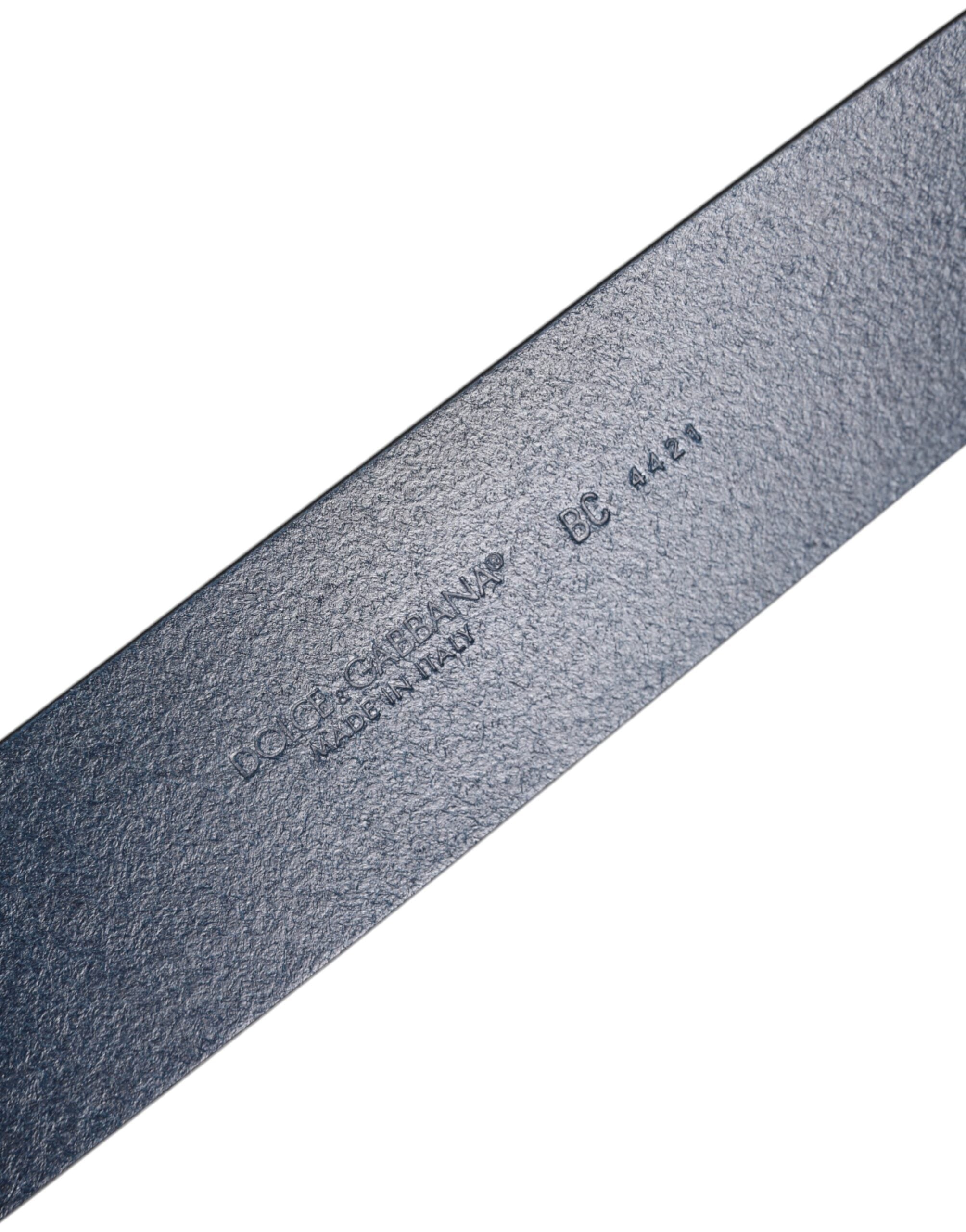 Dolce & Gabbana Blue Calf Leather Classic Metal Buckle Belt Dolce & Gabbana