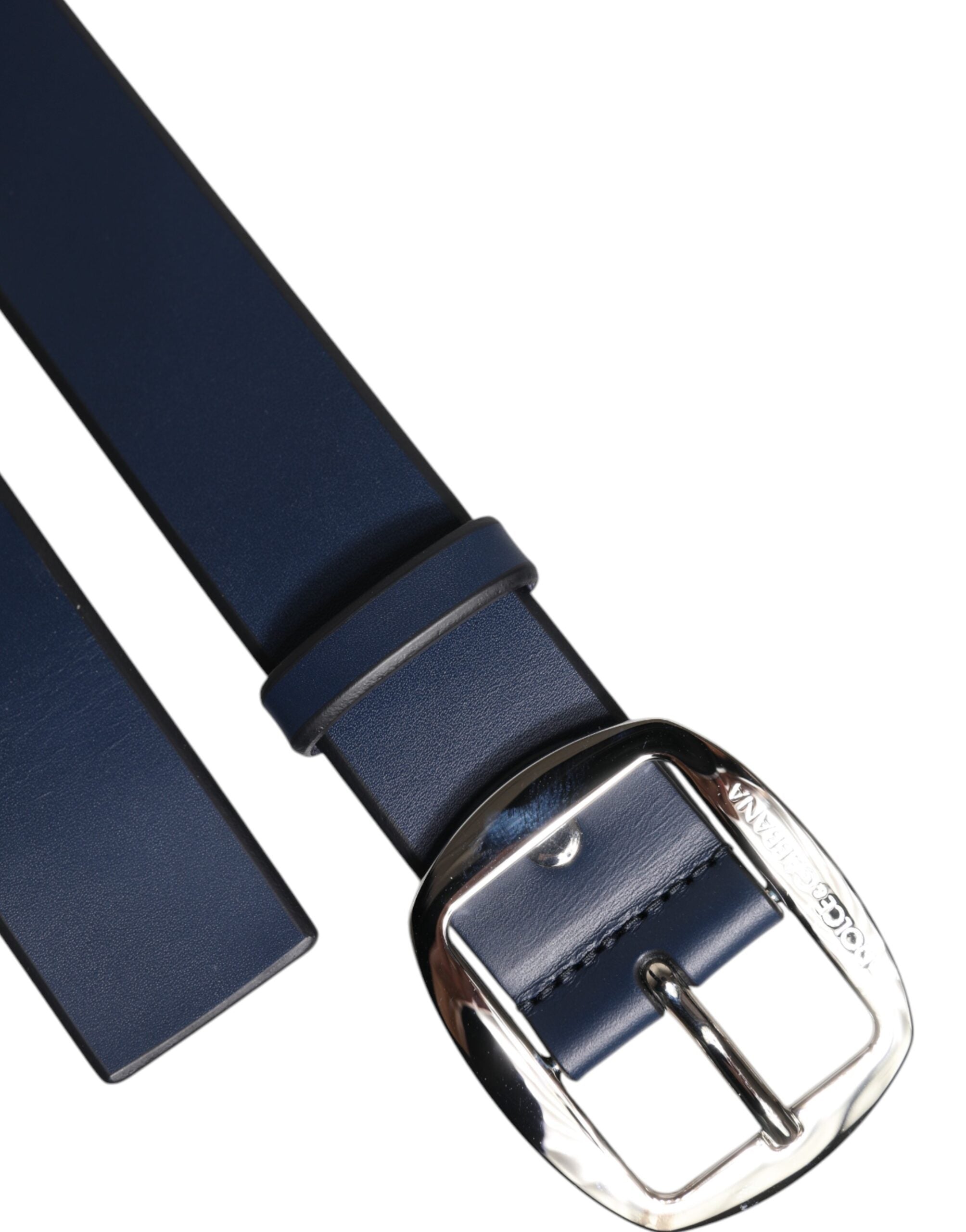 Dolce & Gabbana Blue Calf Leather Classic Metal Buckle Belt Dolce & Gabbana