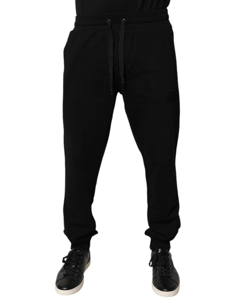 Dolce & Gabbana Black Cotton Mid Waist Jogger Sweatpants Pants Dolce & Gabbana