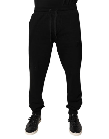 Dolce & Gabbana Black Cotton Mid Waist Jogger Sweatpants Pants Dolce & Gabbana