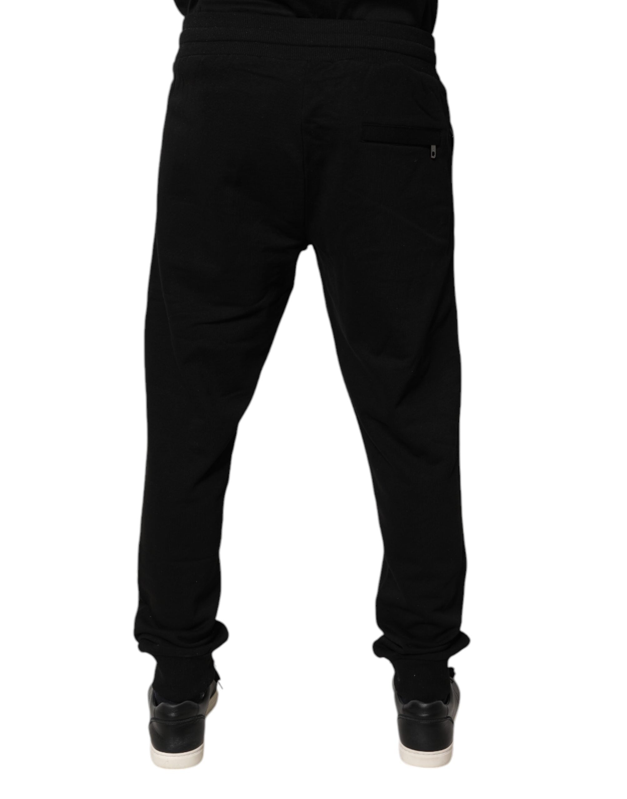Dolce & Gabbana Black Cotton Mid Waist Jogger Sweatpants Pants Dolce & Gabbana