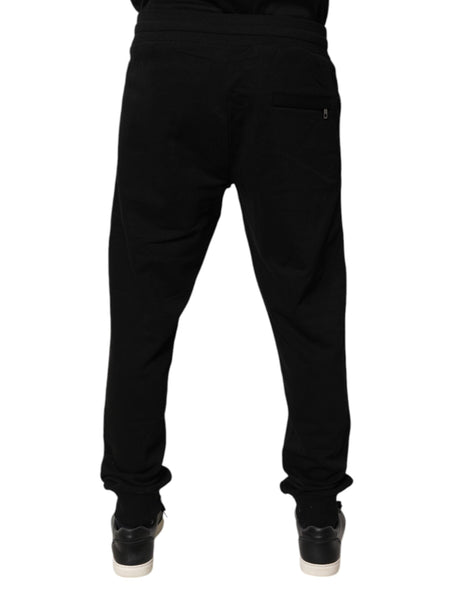 Dolce & Gabbana Black Cotton Mid Waist Jogger Sweatpants Pants Dolce & Gabbana