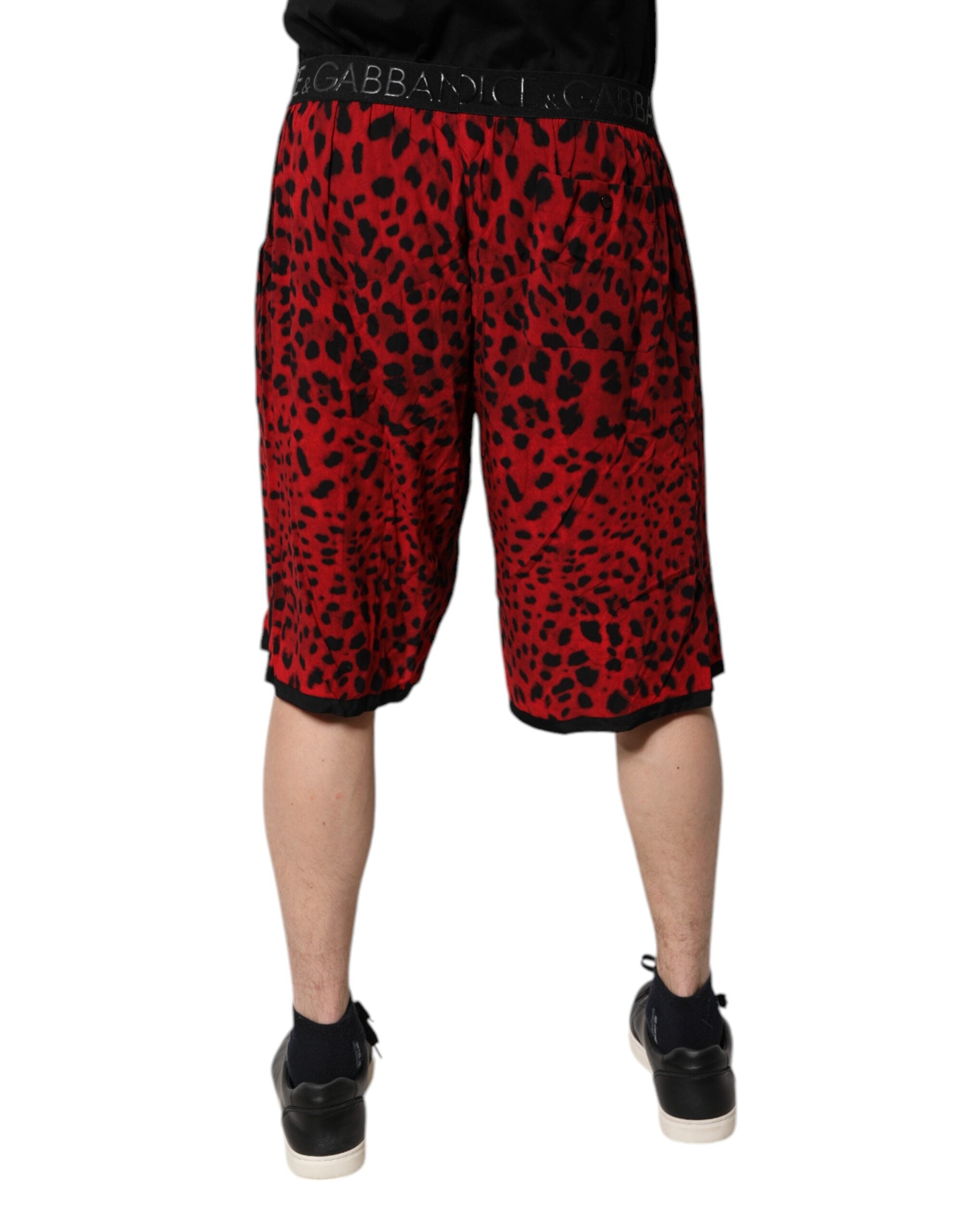 Dolce & Gabbana Red Leopard Print Viscose Bermuda Shorts Dolce & Gabbana