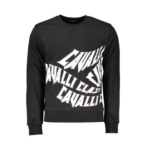 Cavalli Class Black Cotton Men Sweatshirt Cavalli Class