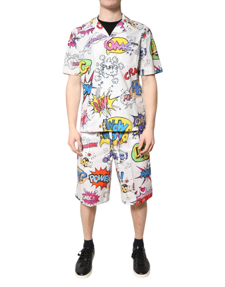 Dolce & Gabbana White Cartoon Print Cotton Men Pajama Set Sleepwear Dolce & Gabbana