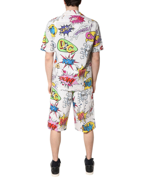 Dolce & Gabbana White Cartoon Print Cotton Men Pajama Set Sleepwear Dolce & Gabbana