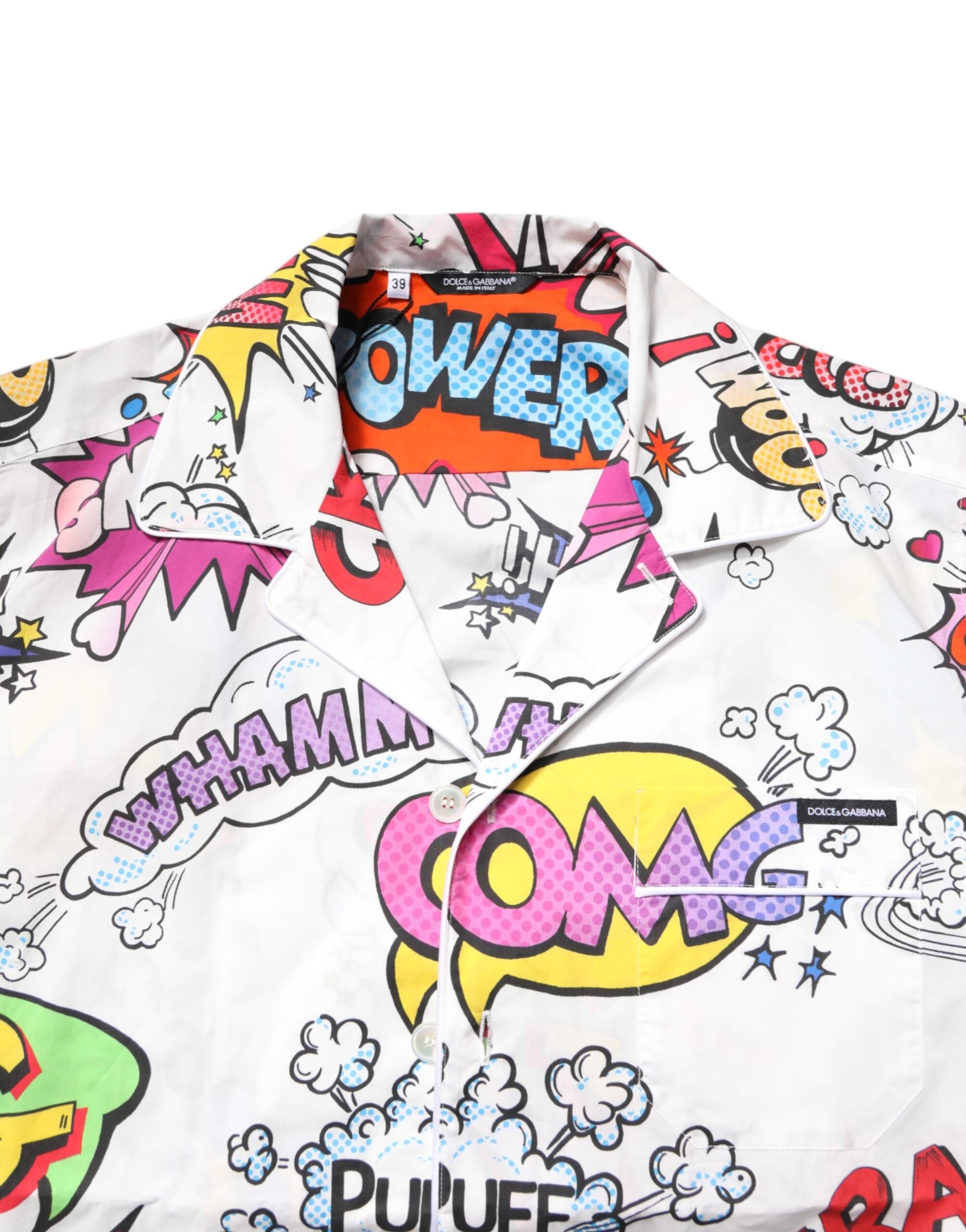 Dolce & Gabbana White Cartoon Print Cotton Men Pajama Set Sleepwear Dolce & Gabbana