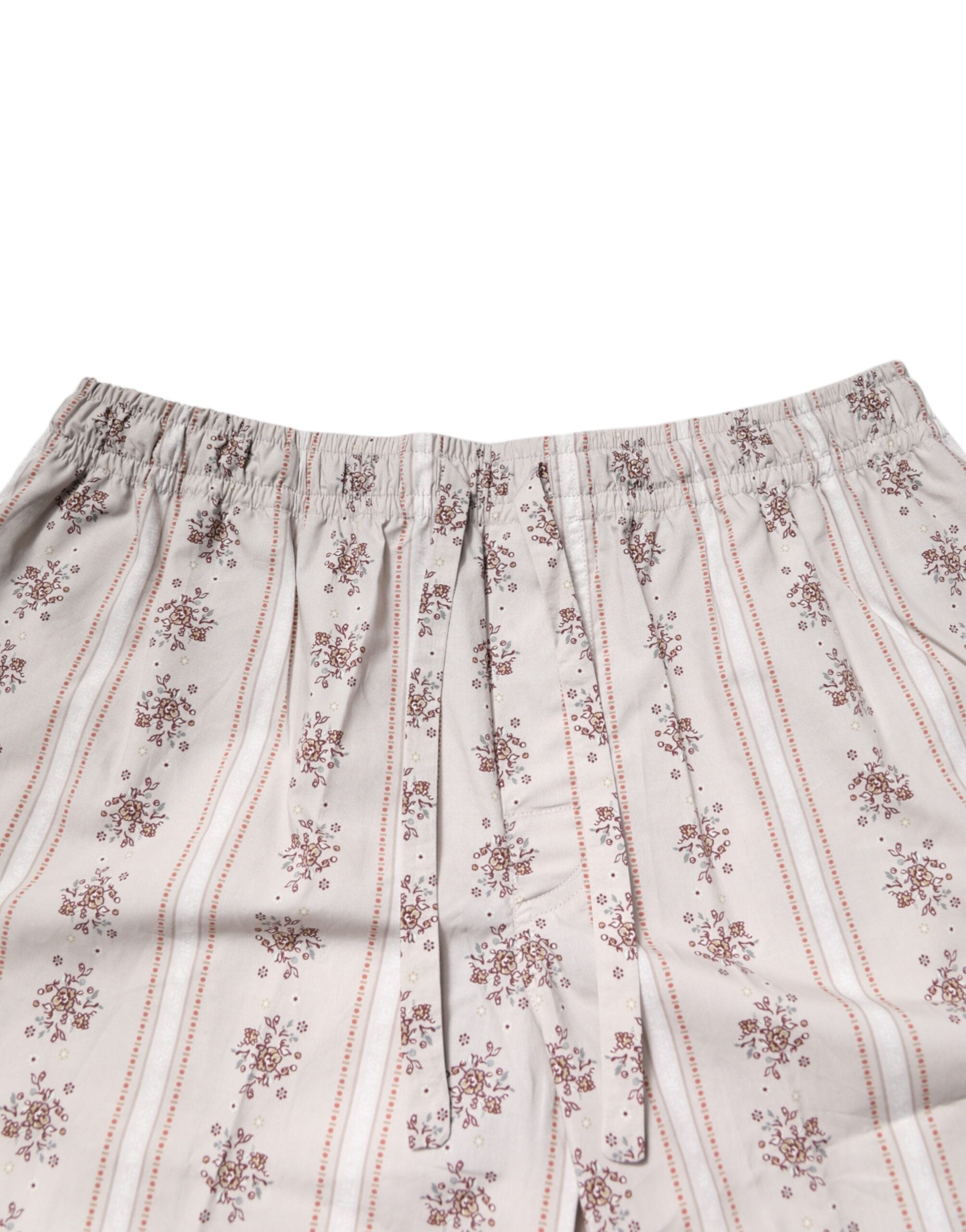 Dolce & Gabbana Beige Floral Print Cotton Men Pajama Set Sleepwear Dolce & Gabbana