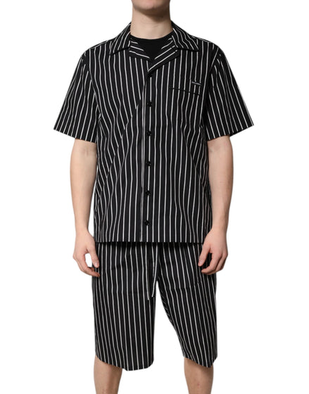 Dolce & Gabbana Black White Stripes Cotton Men Pajama Set Sleepwear Dolce & Gabbana