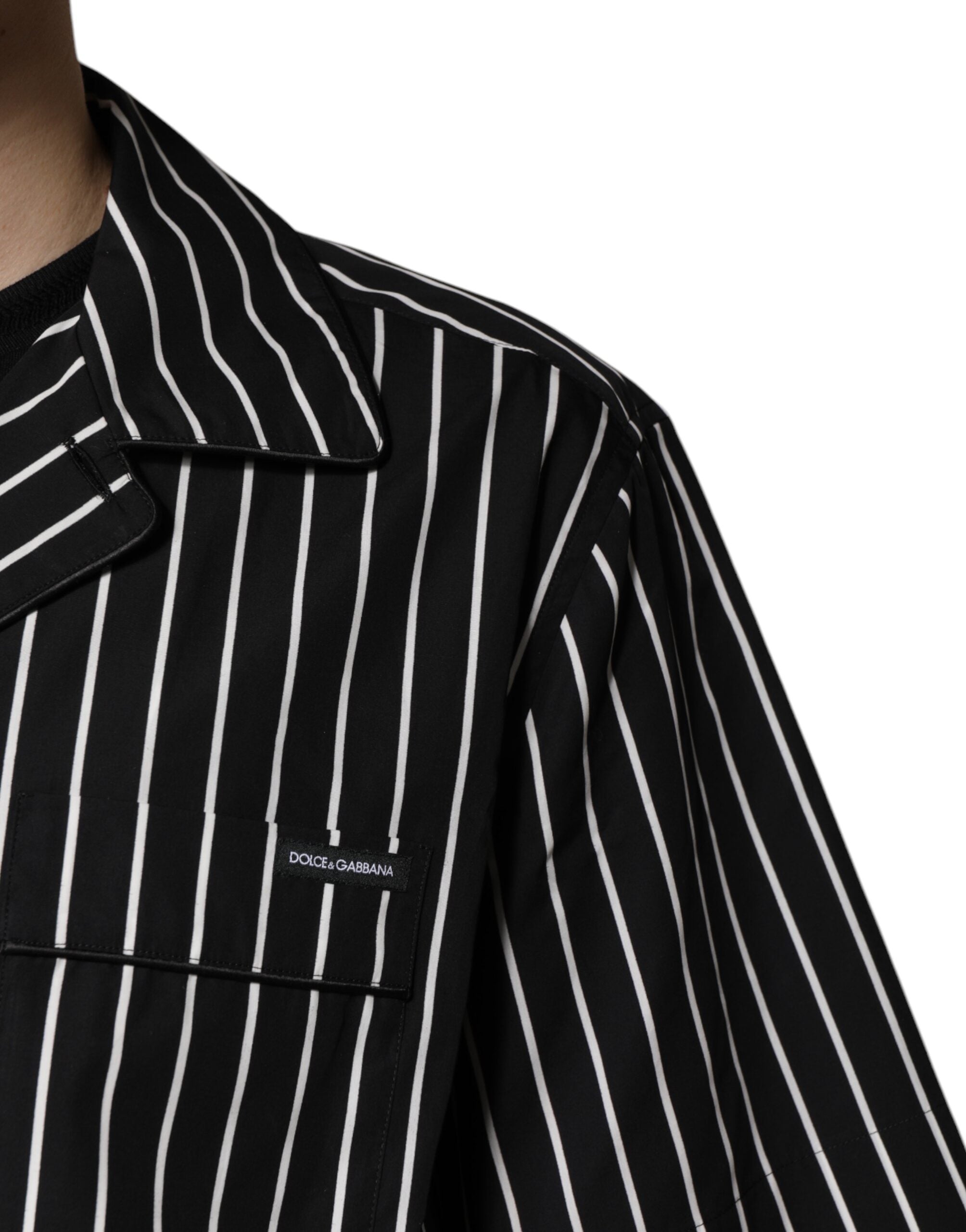 Dolce & Gabbana Black White Stripes Cotton Men Pajama Set Sleepwear Dolce & Gabbana